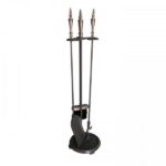 Serviteur de cheminée 3 pièces acier gris fonte 73 cm