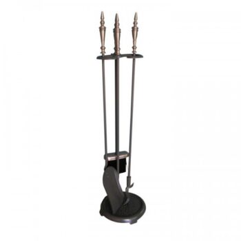 Serviteur de cheminée 3 pièces acier gris fonte 73 cm