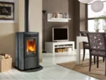 Poêle à bois La Nordica Ester pierre naturelle noire 8,2 kW à régulation automatique