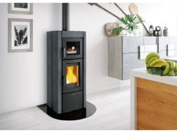Poêle à bois La Nordica Ester pierre naturelle noire 8,2 kW à régulation automatique