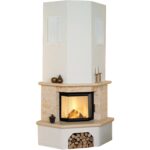 Kit de poêle à bois Hark Vermont à monter soi-même, habillage en marbre beige 8 kW – Classe énergétique A+