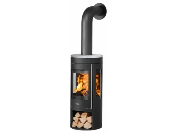 Poêle à bois Justus Mino Trios 2.0 acier noir avec pierre ollaire grise 5 kW
